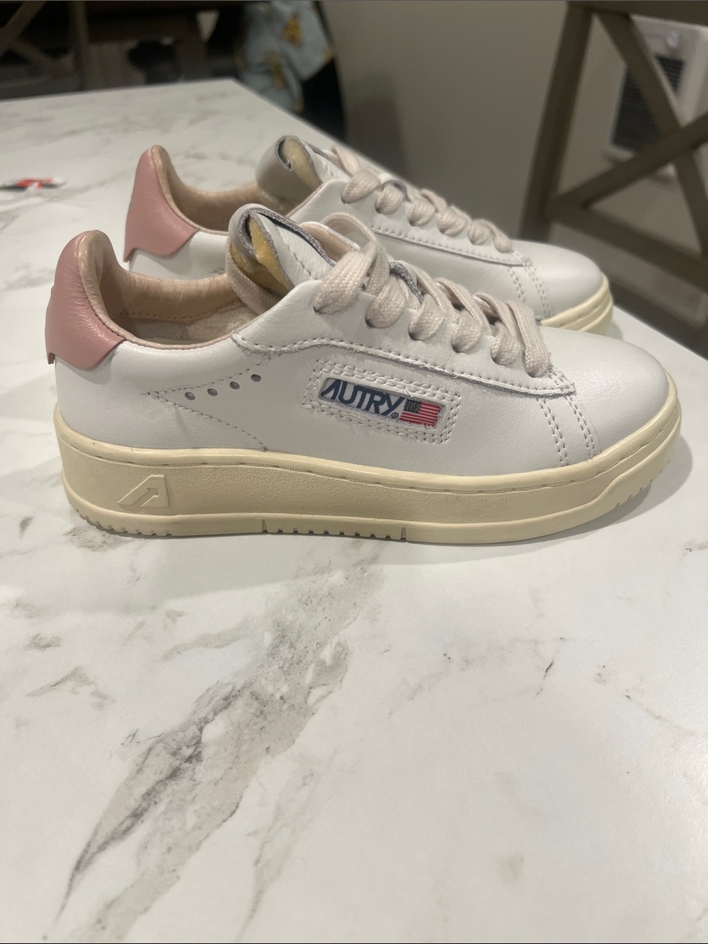 Autry Kids' White Sneakers with Pink Heel Tab. New/no tags.